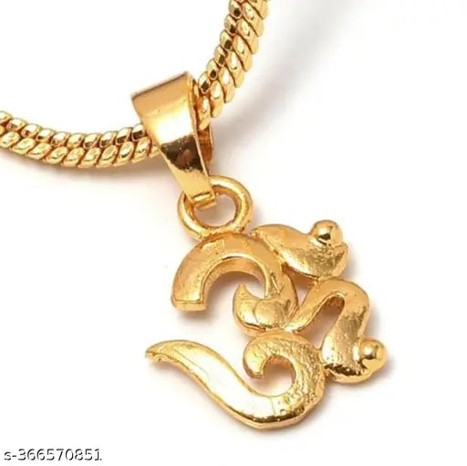Fancy gold om pendent chain with gold plated om ring for man and boys