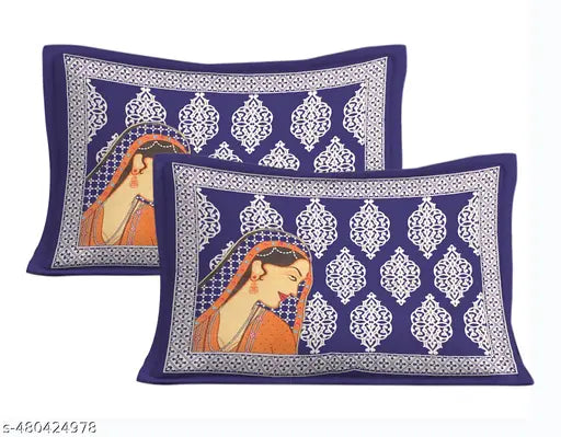 180 Tc Jaipuri Cotton Bedsheet for Double Bed With 2 Pillow Cover || Multi