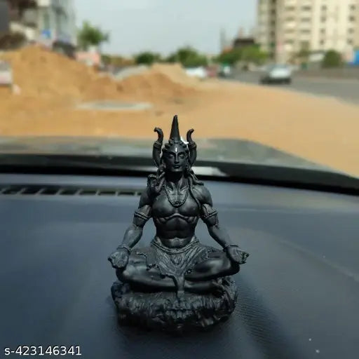 VIVAAN EXIM Premium Resin Lord Shiva Statue for Car Dashboard Decor Idol, God Idols for car Dashboard, Shiv ji ki murti, Adishiva Statue, Lord Shiva Murti showpiece (black)