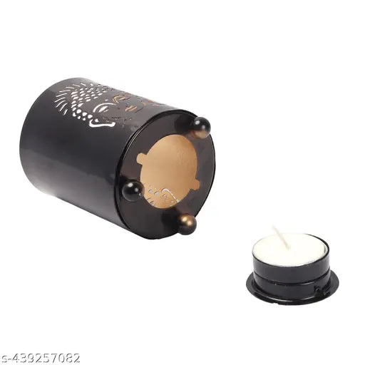 Home Decors Antique Handcrafted Hanging Tealight Buddha Cutting Black Votive Candle Holder for Home Decoration, Diwali Decoration, Christmas Decoration. (Black, Pack of 3)