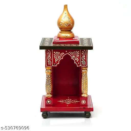Craft Tree Wooden Handpainted Decorative Mini Mandir in Multicolor