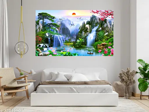 Ashtawalldecor Waterfall Poster For Livingroom Bedroom Home office Wall Decor (Size 24x36 Inch)