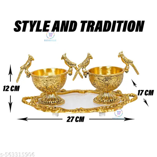 Handcrafted Brass Peacock Bowl & Tray Set | Luxury Dry Fruit Server for Home & Gifting Ideal for Diwali, Weddings & Home Showpiece