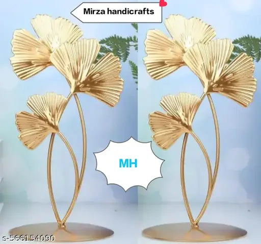 Elegant Gold Ginkgo Leaf Metal Art – Set of 2