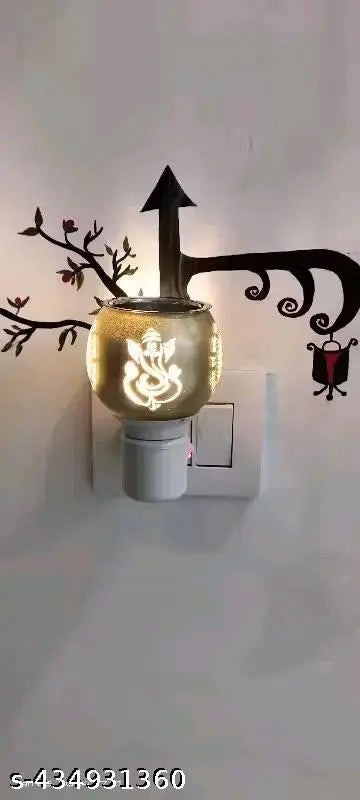 Ganesh Kapoordani , Kapurdani , Night Lamp With Kapoordani , Incence Holder , Dupdani , Bukhurdani ,Electric Ceramic Kapoor Dani Stand Kapur Incense Burner Oil Diffuser Cum Night Lamp With Switch For Mandir Gift Pack Of 1