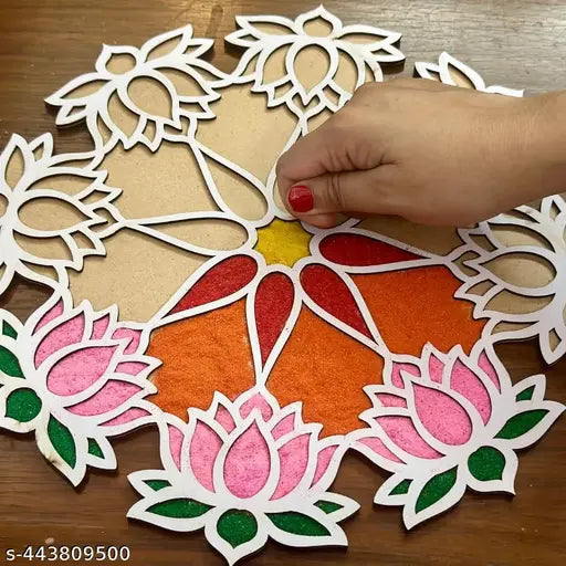 Portable Rangoli (12 inches) Stencil for Decor DIY Craft Reusable Templates for Floor Table Just Fill with Rangoli Atta or Grains for Navratri Pongal Pooja Mandir Rangoli Mats for Decoration