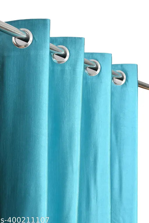 Kitto Present Polyester Semi Transparent curtain pack of 3 (AQUA)