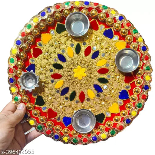 Handmade Decorative Thali Round Shape Pooja Thali