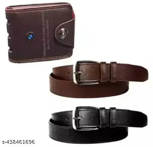 CV ENTERPRISES Men Artificial Leather Belt And Wallet Combo