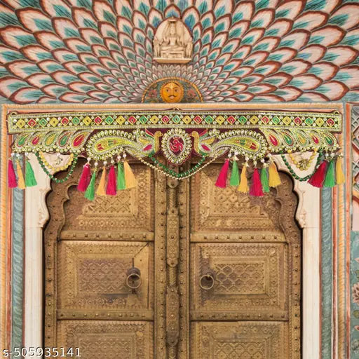 Frazix® Wall Hanging Handmade Toran with attached Latkan, Multi Zula Bandhanwal, Design Patchwork Toran for Main Door , Pooja, Festival, Wedding and Home Decor, 3 Ft (Pack-1)