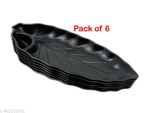 Serve Snacks in Style with our Sectioned Plastic Platter Set of 6 in Black Color- Perfect for Dinner Parties and Entertaining!