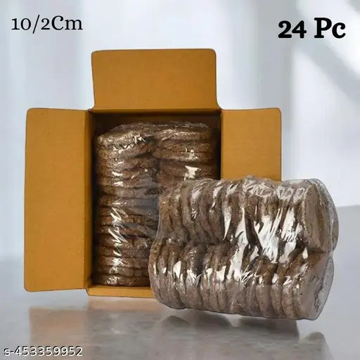24Pc Cow dung cake, Gobar ke Upale for Havan Puja, and Cow Dung Cake for Pooja (Pack of 24) (Size 10*10*2 Cm)