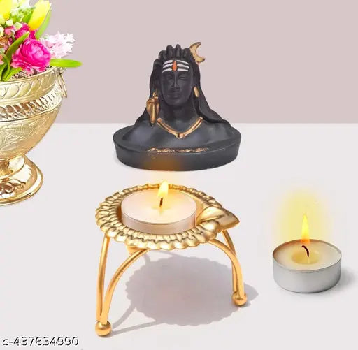 Metal Golden 3 Leg Design Tea Light Candle Holder Stand for Home Decoration, Parties & Weeding Occasion (3 inchh) (SET OF 2)