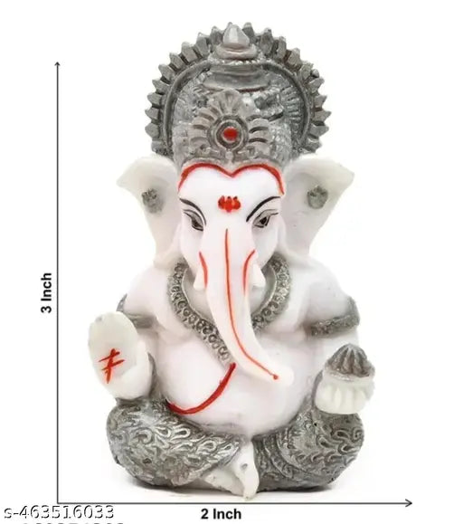 Handcrafted Polyresin Ganesh. ji Idol for Car Dashboard |Pooja Room I Home Temple Decoration Items I God Idols I Statue I (Size :: 3 x 2 Inches)