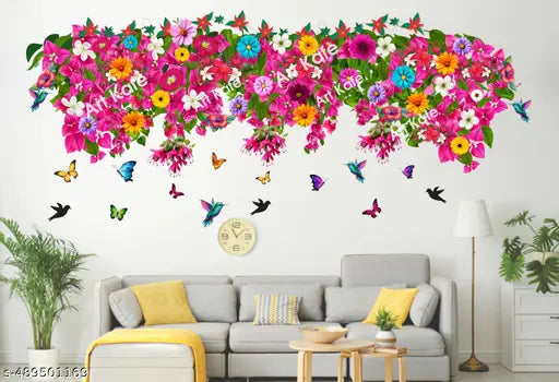 Art Kafe Colorful Flowers & Butterflies Wall Stickers