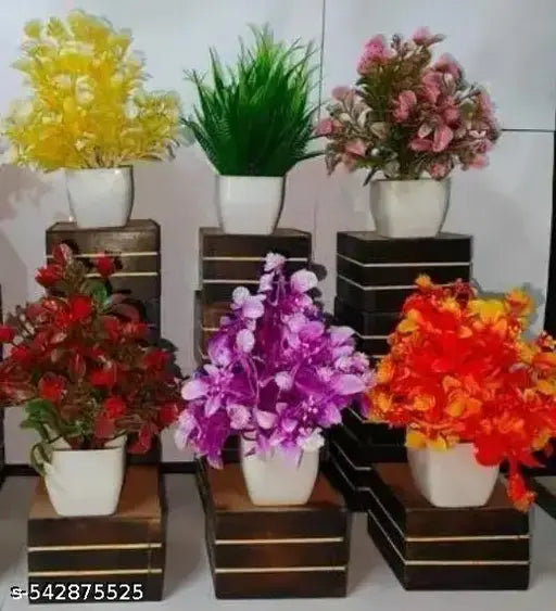 Artificial Multicolor Decor | Fake Plants | Artificial Plants ( Pack of 6)