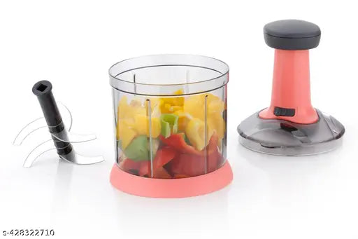 Stysol 650ML + 1100ML Combo of Standard Handy Pro Push Chopper (1100 ml) and Compact Chopper Cutter Mixer (650 ml) with Stainless Steel Blades and Whisker Blade for effortlessly Choing Vegetables Fruits for Your Kitchen (Value Pack) (PACK OF 2) Manual Cho