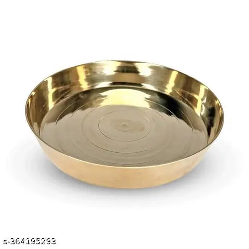 Sai Collection Pure Brass Pooja Bhog Thali Small for Temple Home Laddu Gopal Bhog