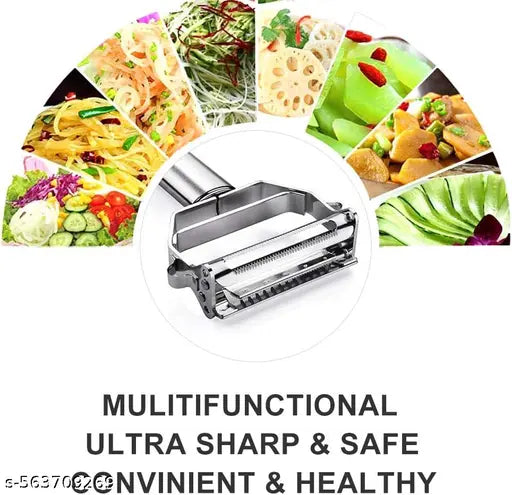 2 in 1 Stainless Steel Julienne & Vegetable Peeler – Dual‑Blade Slicer, Ergonomic Hand Grip, Kitchen Gadget
