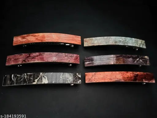 Trendy Metal Buckle Hair Clips for Women - Multi-Color Acrylic Set of 6 | Modern Hair Accessories