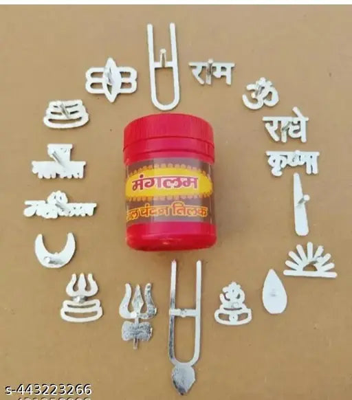 Puja Article Puja Samagri puja thali set Tilak Stamp Free With Manglam Red Chandan Box (Pack of 18)