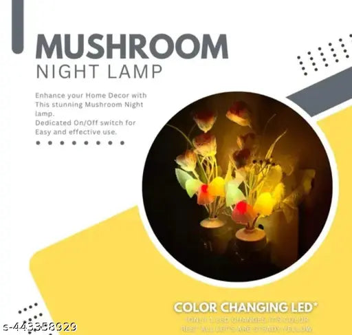 3D Mushroom Shape Colour Changing LED Night Light Lamp, with on-Off Switch Button (Pack off 1) (Design may be slightly different)