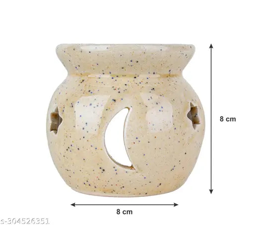 Asian Aura Aroma Oil Burner Candle Diffuser for Home Fragrance, with 2 T-Light & 2 10 ml Aroma Oil -Fragrance Lemon Grass & Lavender (Brown Diffuser Pot)