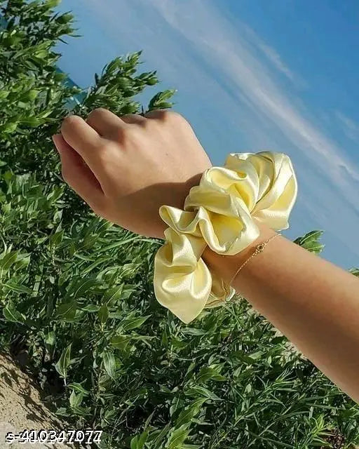 (Pack of 10) (Multicolor) Premium Silk Satin Scrunchies (Pack of 10) Rubber Rubber Band (Multicolor)