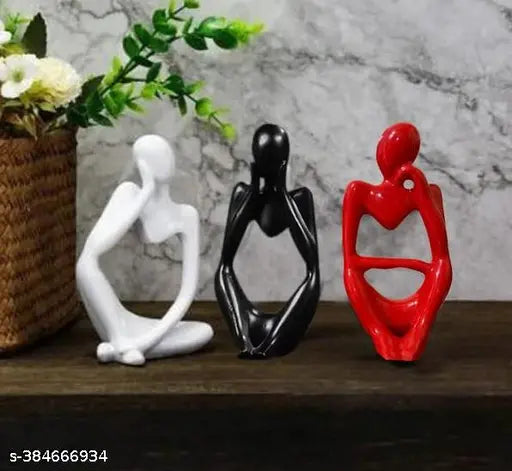 NAZ Home Decor 3pcs Creative Thinker Statue, Abstract Sculpture, Resin Statue Tabletop Decoration, Modern Wedding Bedroom, Living Room Decoration, Family Living Room Decoration, Aesthetic Room Decoration, Birthday Gift, Father's Day Gift, Valentine's Day