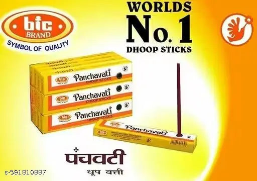 Pack of 6 (10 Sticks Per Box) Panchavati Premium Incense Scented Dry Dhoop Sticks Pure Natural For Aroma & Smoke, Home Temple Worship, Peace & Harmony, Purification, Positive Energy, Havan Poojan, Aarti