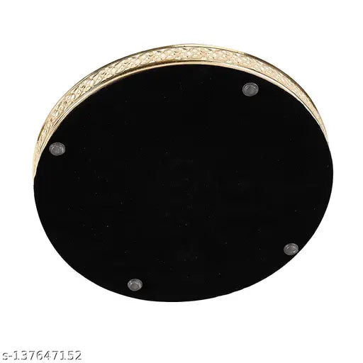 10 inches Dia Gold Plated Round Decorative Glass Mirror Tray for Weeding and Diwali Pooja Gifting Tray (10 X 10 X 2 Inches)