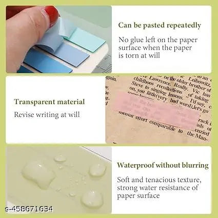 Book Tabs Colorful Annotation Tabs, Writable Transparent Sticky Notes Page Sticky Notes for School Supplies and Office Supplies (1 Packs | 200 Pcs Notes)