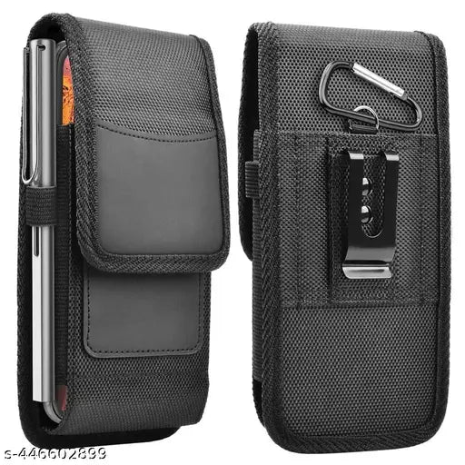 Waterproof Mobile Pouch for Men and Women with Belt Clip Anti Scratch Nylon Phone Holster Case with Card Holder Waist Pouch  (Black)