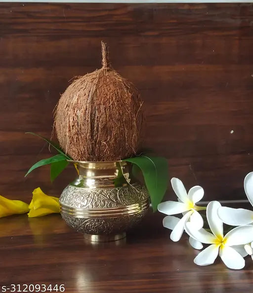 blissful decor Presents Pure Brass Lota | Kalash | Puja Lota | Decorations for Pooja with Capacity 200ml Religious Purpose, for Diwali, Mandir, Temple, Festival, Marriage, Wedding (medium-size)