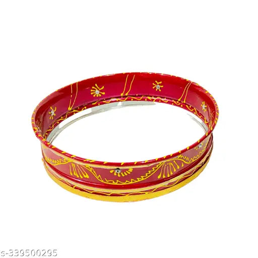 BAISA Karwa chauth thali Set | karwachauth puja thali Set | Pooja Thali Set | Lota/Kalash | Channi for Karwa Chauth Pooja (Thali Size 10 Inches ) (6 Pieces set) (Red) Karwa chauth set