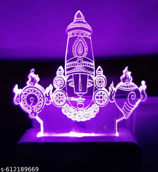 3D Illusion Acrylic Night Lamp, 7 Colors RGB Auto Colour Changing LED Plug and Play Night Light, Office Light, Best for Gift - Pack of 1