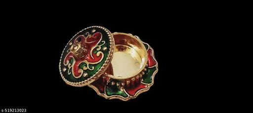Kumkum small box Meenakari| Haldi Kumkum Pot/ Plastic Sindoor Pot for Pooja pack of 2
