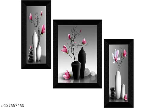 SAF set of 3 Flower pot modern art wall painting for home decoration 13.5 x 22.5 inch