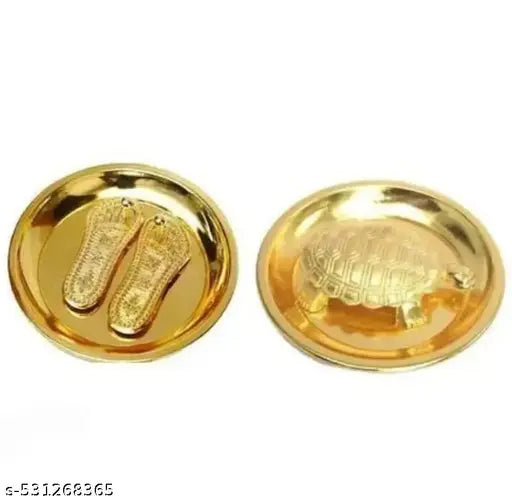 tortoise plate and charan paduka kachhua yantra brass