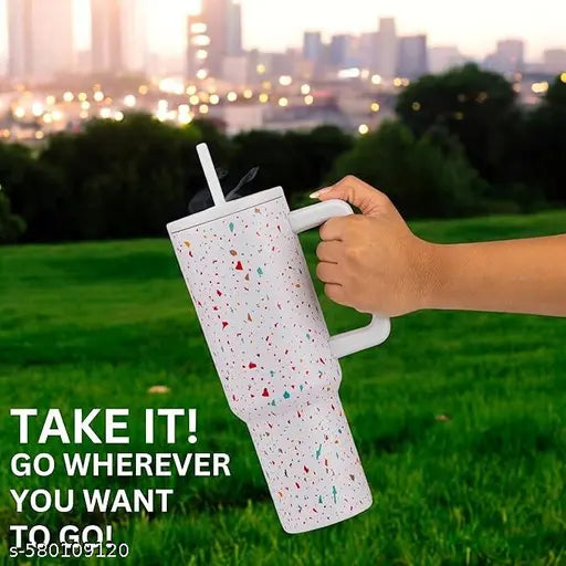 Tumbler with lid and Straw 1200ML Cup Stainless Steel Vacuum Insulated Tumbler for Water, Iced Tea or Coffee 1.2L Office Gym Travelling (40-Oz-Skin Paint)