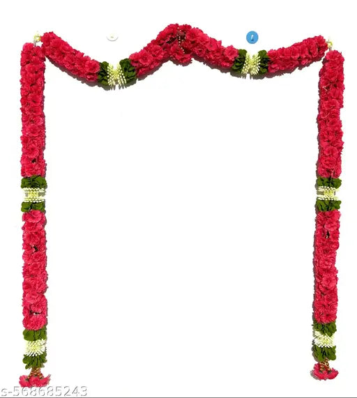 Shadowfly Artificial Rose Door Toran | Handcrafted Floral Door Hanging for Decoration | Pink & Green (1 Piece)