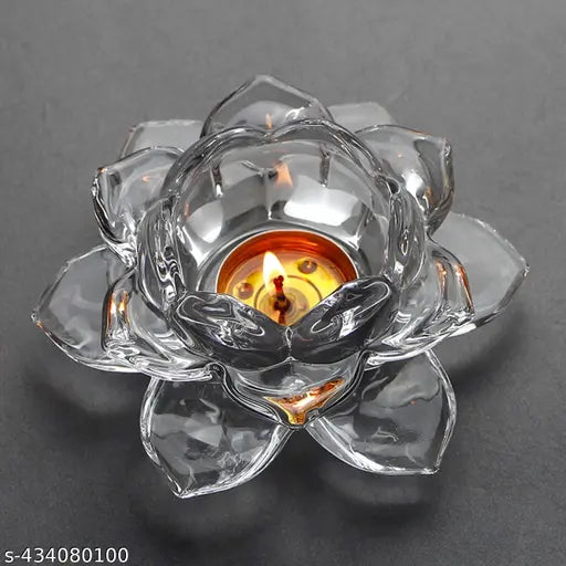 1-Piece Lotus Candle Holders, Tealight Tea Light Candle Holders, Votive Candle Holders Bulk, Clear Glass Candle Holder for Table Centerpiece, Wedding, Party, Home Decor