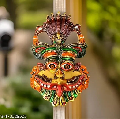 Multicolor Metal Narsingh Kirtimukha Wall Hanging Mask - A Powerful and Meaningful Housewarming Gift for Protection and Blessings to Home