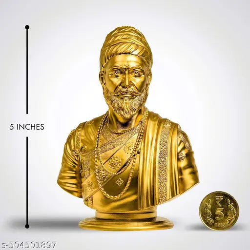 Premium Golden Bust Statue for Home Decor | Royal Decorative Showpiece for Office, Living Room, Temple & Gifting | Antique Finish Historical Sculpture | Traditional & Cultural Figurine for Festivals, Housewarming, Anniversary & Corporate Gifts