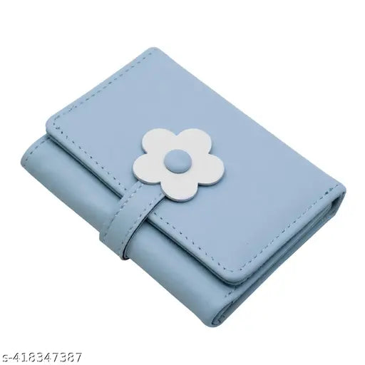 Wallet for Teen Girl PU Leather Trifold Small Wallet Cash Pocket flowers Print Card Holder Coin Purse with ID Window for Girls Women Youthful and Cute