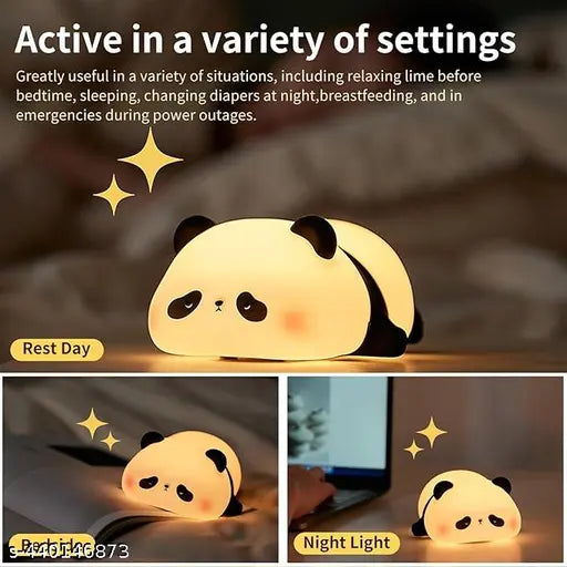 Cute Sleeping Panda, USB Rechargeable Soft Silicone Touch Sensor Bedside Pat