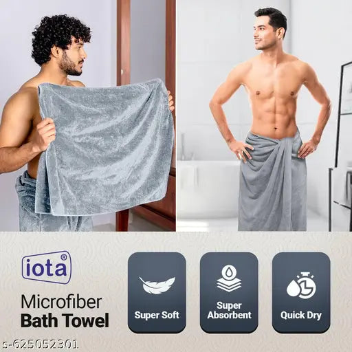 iota Microfiber Bath Towel for Men & Women | Super Soft Coral Fleece Bath Towel | Quick Dry, Super Absorbent, Large Size 70x140 cm | 350 GSM | Pack of 1