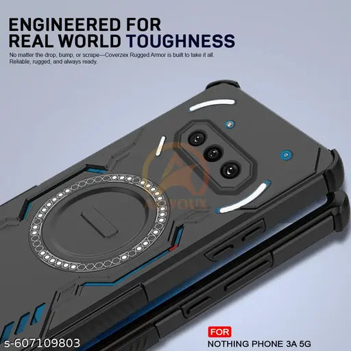 AELVOUX Back Case Cover for Nothing Phone 3A 5G | Magnetic Case with Built-in Metal Ring | Supports MagSafe Charger, Wallet & Car Mount | ShockProof Hybrid (PC + TPU, Black)