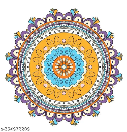 Decor Villa Diwali Multicolor Rangoli Floor Sticker Size-(38Cm x 38Cm)