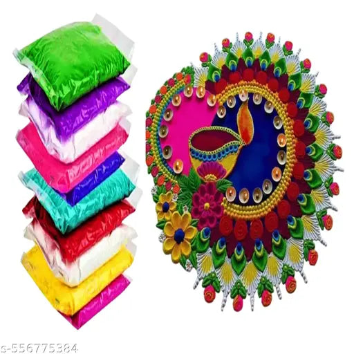 Colour rangoli Pack of 10 | Kolam Mavu |  Muggu Pindi |  Diwali, Navratri, Pongal, Pooja, Mandir Arts & Home Decor | Color Rangoli Pack of 10
